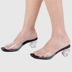 Milliotandco Futuristic Open Toe Heels (Black) Shoes