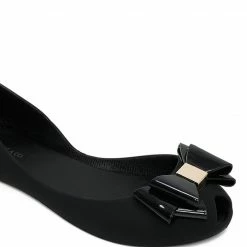 Milliot & Co Gelato Rounded Toe Jelly Ballerina Flats (Black)
