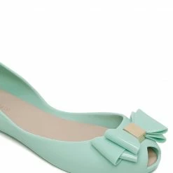 Milliot & Co Shoes Gelato Rounded Toe Jelly Ballerina Flats (Light Green)