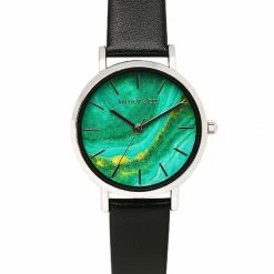 Milliotandco Holly Silver Leather Strap Watch (Black)
