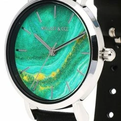 Milliotandco Holly Silver Leather Strap Watch (Black)