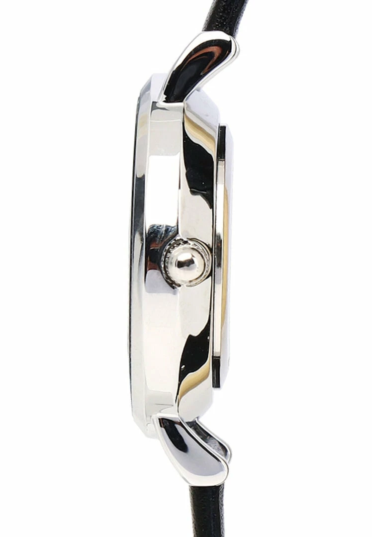 Milliotandco Holly Silver Leather Strap Watch (Black)