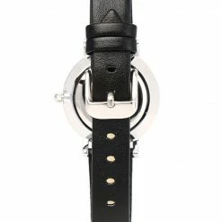 Milliotandco Holly Silver Leather Strap Watch (Black)