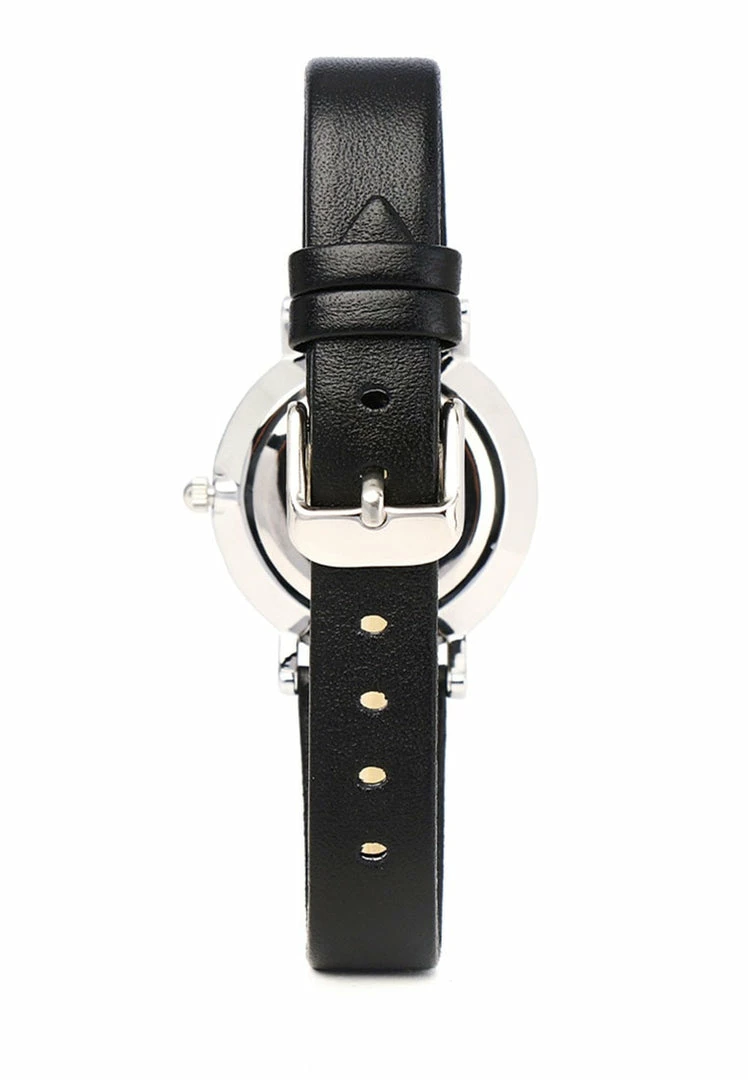 Milliotandco Holly Silver Leather Strap Watch (Black)