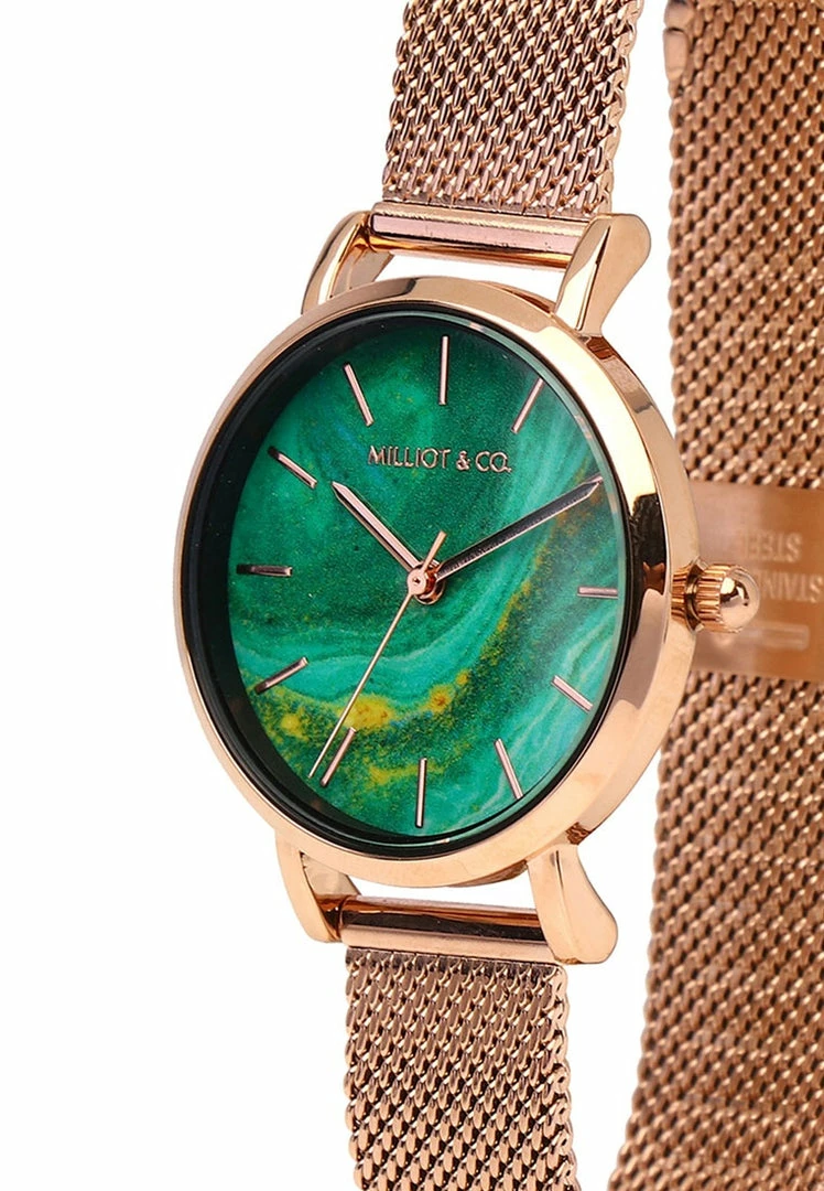 Milliotandco Holly Rose Gold Mesh Strap Watch (Salmon)