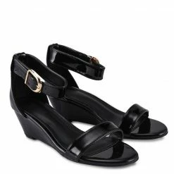 Milliotandco Shoes Independent Open Toe Wedges (Black)