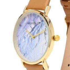 Milliotandco Jewel Gold Leather Strap Watch (Beige)