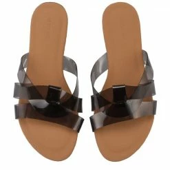 Milliotandco Juliette Rounded Toe Flat Sandals (Black) Shoes