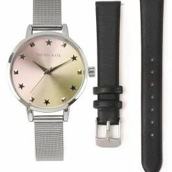 Milliotandco Lavender Watch With 2 Straps (Silver/Black)
