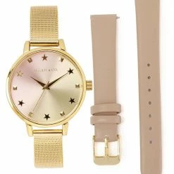 Milliotandco Accessories Lavender Watch With 2 Straps (Gold/Tortilla)