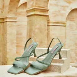 Milliotandco Nurita Harith Havana Open Toe Heels (Aquamarine) Shoes
