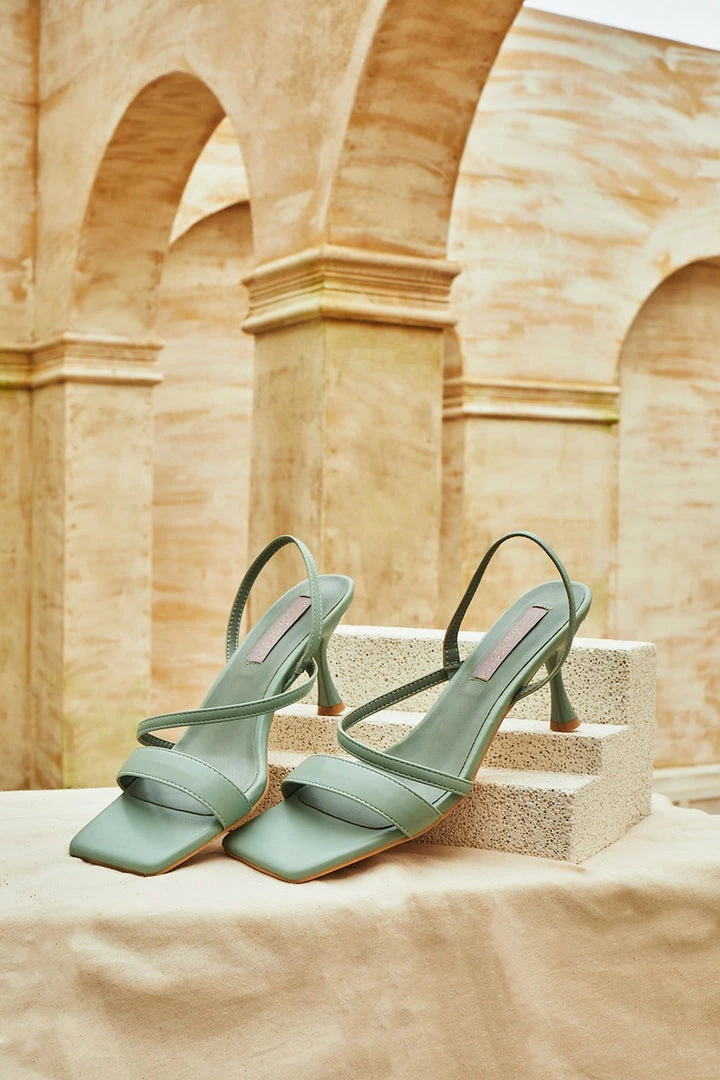 Milliotandco Nurita Harith Havana Open Toe Heels (Aquamarine) Shoes