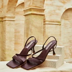 Milliotandco Nurita Harith Havana Open Toe Heels (Maroon)