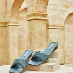 Milliotandco Nurita Harith Haniya Open Toe Heels (Steel Blue) Shoes