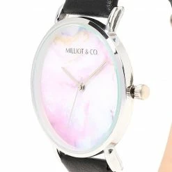 Milliotandco Accessories Mavis Silver Leather Strap Watch (Black)