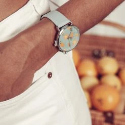 Accessories Manda Baby X Milliot & Co. Silver Leather Strap Watch (Aquamarine)