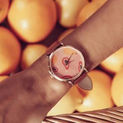 Milliotandco Manda Baby X Milliot & Co. Rose Gold Leather Strap Watch (Salmon)