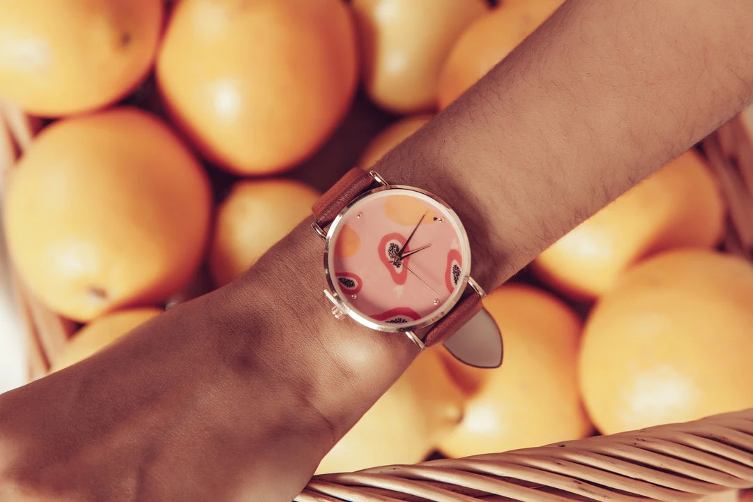 Milliotandco Manda Baby X Milliot & Co. Rose Gold Leather Strap Watch (Salmon)