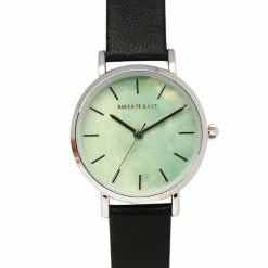 Milliotandco Accessories Misty Silver Leather Strap Watch (Black)