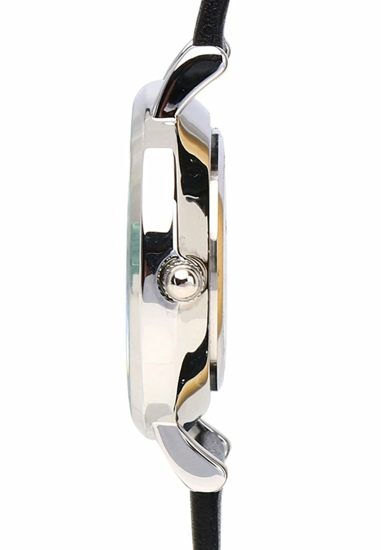 Milliotandco Accessories Misty Silver Leather Strap Watch (Black)