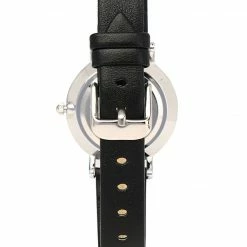 Milliotandco Accessories Misty Silver Leather Strap Watch (Black)