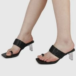 Milliotandco Rebel Toe Ring Heels (Black) Shoes