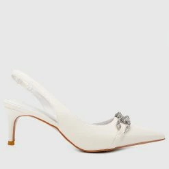Milliot & Co Angie Pointed Toe Heels (White)