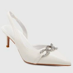 Milliot & Co Angie Pointed Toe Heels (White)