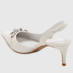 Milliot & Co Angie Pointed Toe Heels (White)