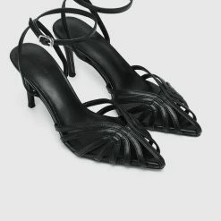 Milliot & Co Mariah Open Toe Heels (Black)