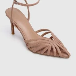 Milliot & Co Mariah Open Toe Heels (Brown) Shoes