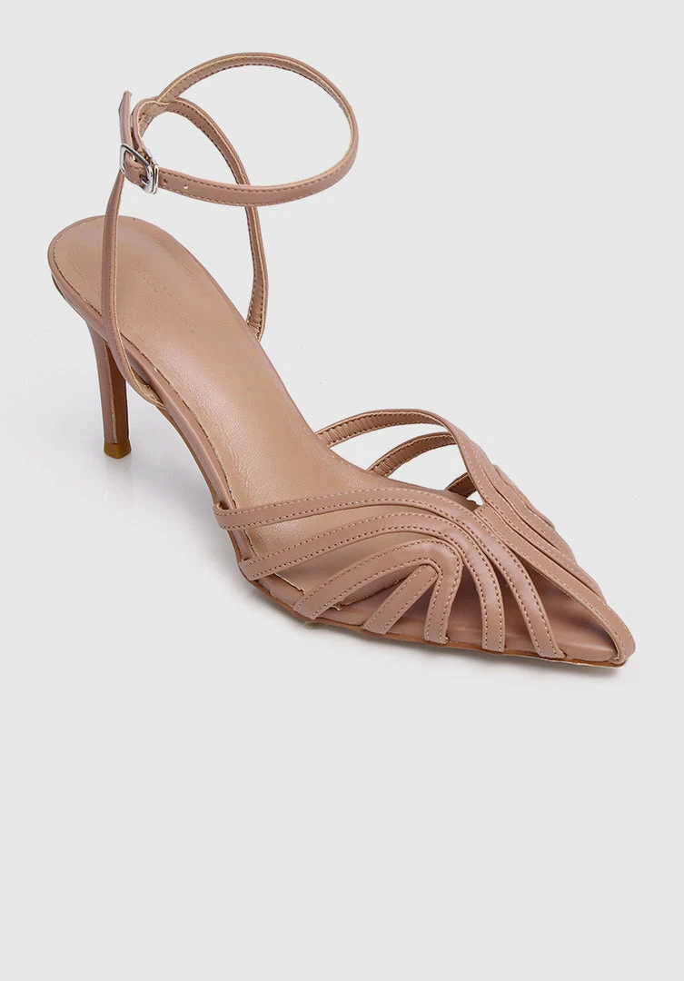 Milliot & Co Mariah Open Toe Heels (Brown) Shoes