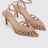 Milliot & Co Mariah Open Toe Heels (Brown) Shoes