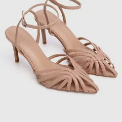 Milliot & Co Mariah Open Toe Heels (Brown) Shoes
