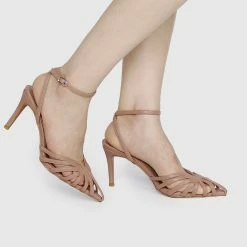 Milliot & Co Mariah Open Toe Heels (Brown) Shoes