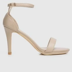 Milliot & Co Lindsay Open Toe Heels (Tan) Shoes