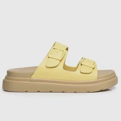 Milliot & Co Shoes Kendall Open Toe Sandals & Flip Flops (Light Yellow)