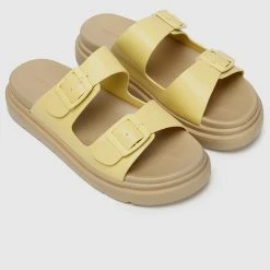 Milliot & Co Shoes Kendall Open Toe Sandals & Flip Flops (Light Yellow)