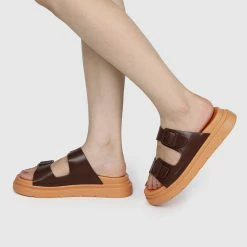 Milliot & Co Kendall Open Toe Sandals & Flip Flops (Dark Orange)