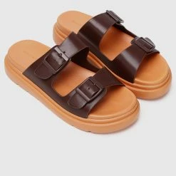 Milliot & Co Kendall Open Toe Sandals & Flip Flops (Dark Orange)