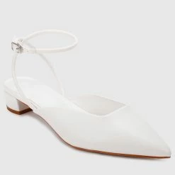 Milliot & Co Shoes Valencia Pointed Toe Ballerina & Flats (White)