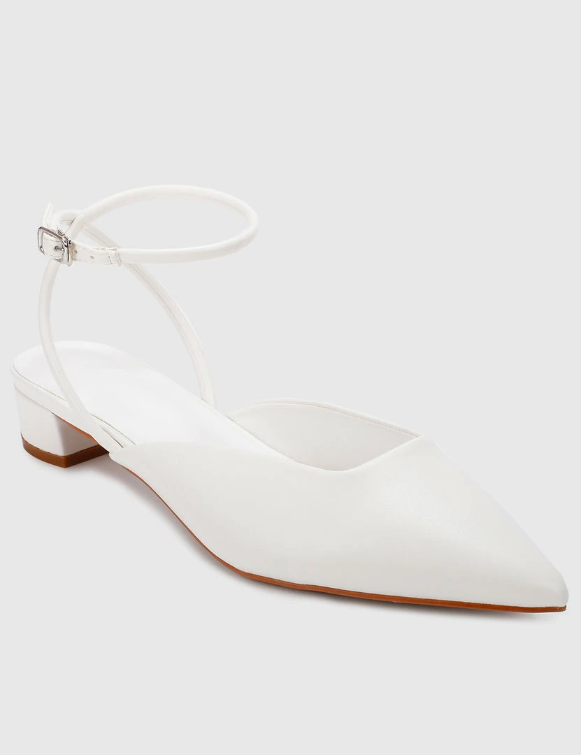 Milliot & Co Shoes Valencia Pointed Toe Ballerina & Flats (White)