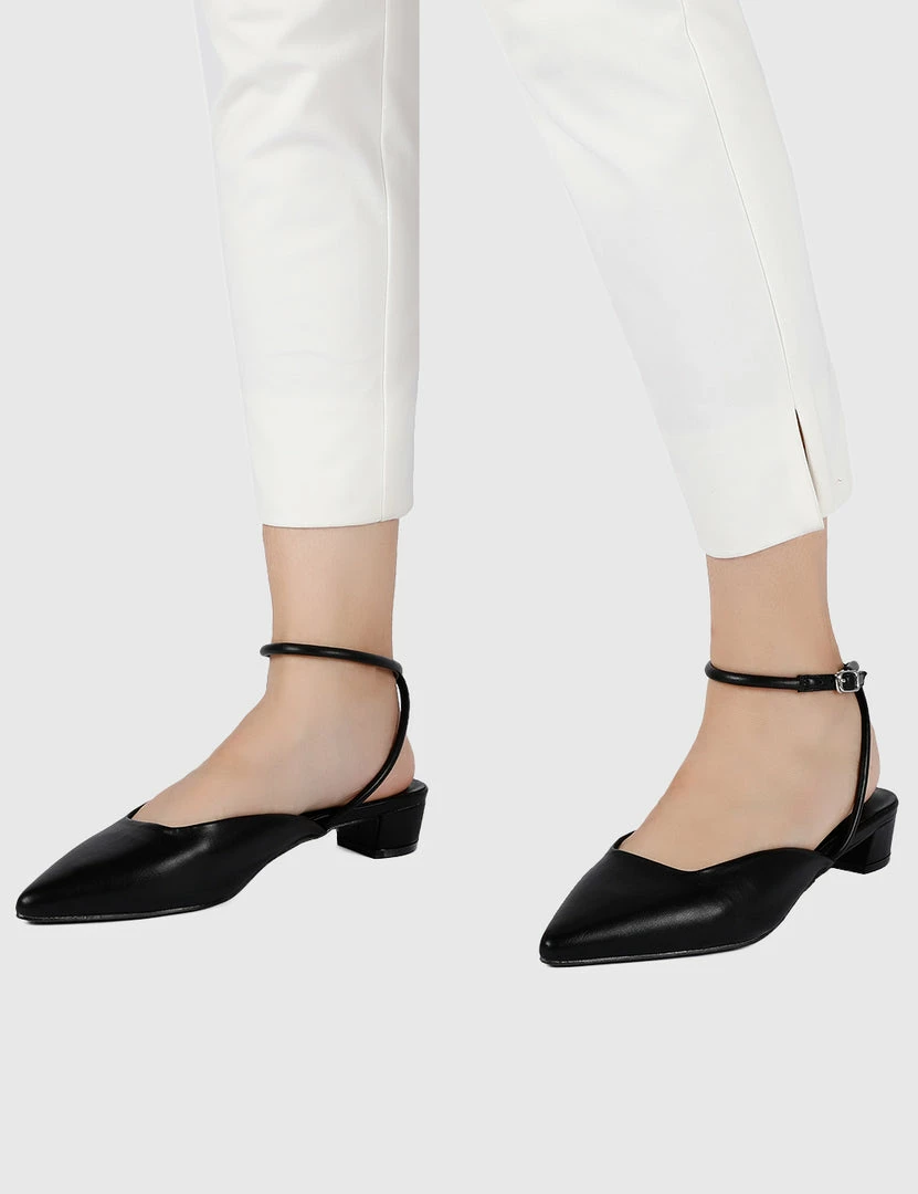 Milliot & Co Valencia Pointed Toe Ballerina & Flats (Black) Shoes