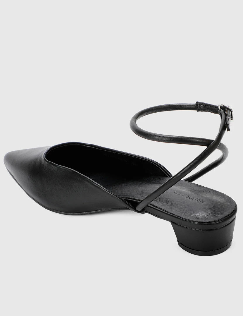 Milliot & Co Valencia Pointed Toe Ballerina & Flats (Black) Shoes