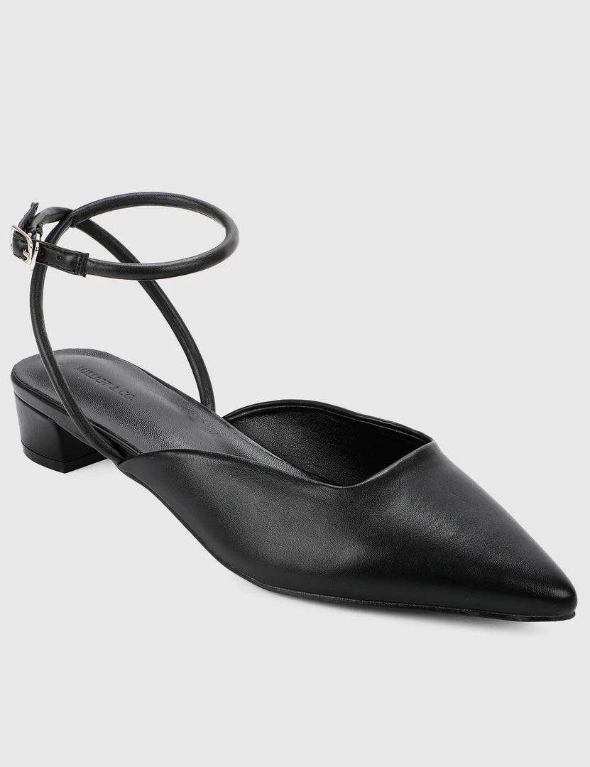 Milliot & Co Valencia Pointed Toe Ballerina & Flats (Black) Shoes
