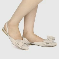Milliot & Co Fay Pointed Toe Ballerina & Flats (White)
