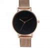 Milliot & Co Gold Watches Allegra Rose Gold Mesh Strap Watch (Rose Gold/Black)