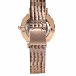 Milliot & Co Gold Watches Allegra Rose Gold Mesh Strap Watch (Rose Gold/Black)