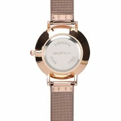 Milliot & Co Gold Watches Allegra Rose Gold Mesh Strap Watch (Rose Gold/Black)