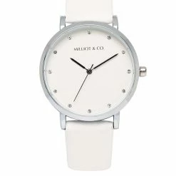 Milliot & Co Louis Silver Pu Strap Watch (White) PU Strap Watches